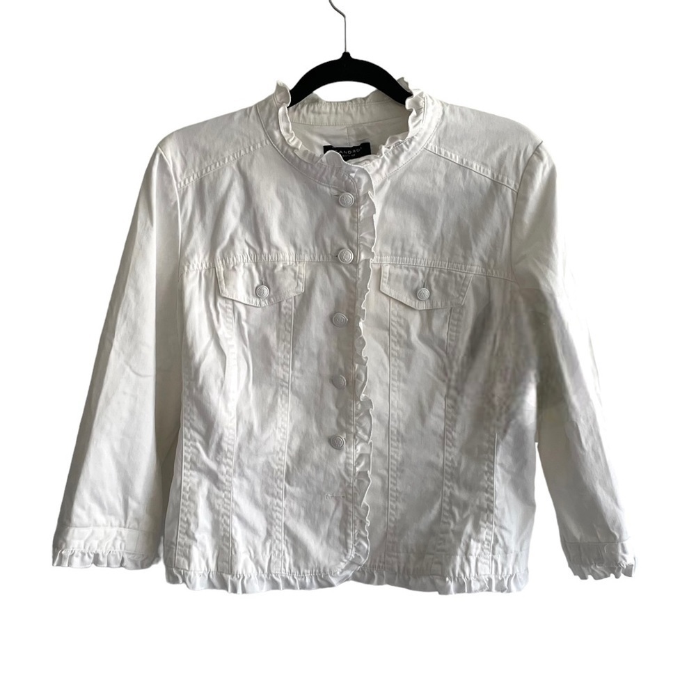 SANDRO Cotton Button Front Jacket White L